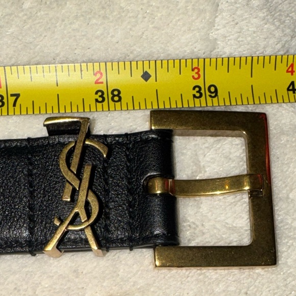 YSL - Saint Laurent Paris Women’s Logo Belt Black Size 85 Gold Hardware. EUC - Picture 13 of 16
